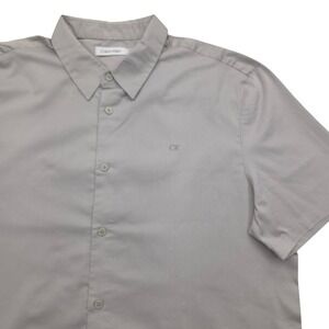 Calvin Klein Short Sleeve Button Up Shirt Textured Cotton Blend Mens‎ XL